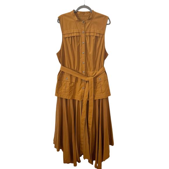 Anthropologie Pleated Sleeveless Midi Dress in "Cedar" Brown Size 2X - Picture 5 of 14